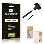 Kit Bastão Selfie Samsung J7 Prime Película de Vidro + Capa Tpu + Bastão Selfie -ArmyShield