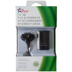 Kit Bateria + Cabo Carregador Controle Xbox 360 Fat e Slim