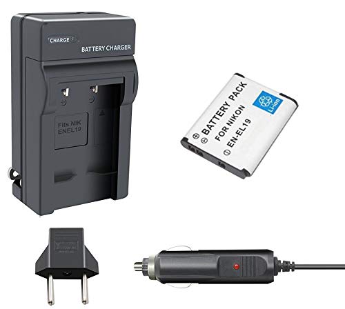 Kit Bateria EN-EL19 + Carregador para Câmera Digital e Filmadora Nikon Coolpix S100, 3100, 4100, S-3300, S4300