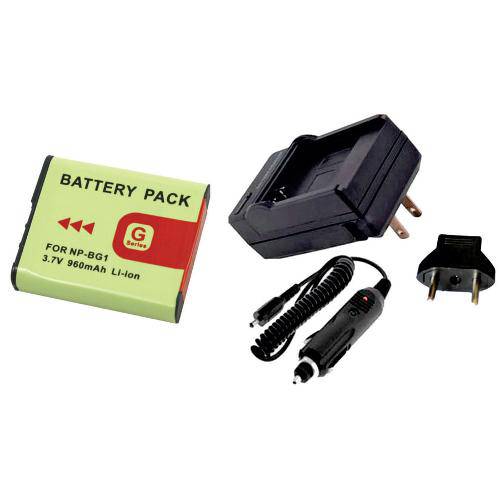 Kit Bateria Np-Bg1/Fg1 + Carregador para Câmera Digital e Filmadora Sony Cyber-Shot Dsc-H10, Dsc-W10