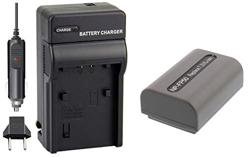 Kit Bateria NP-FP50 + Carregador para Câmera Digital e Filmadora Sony Dcr-dvd103 Dvd105 Dvd202 Dvd203 Hc3