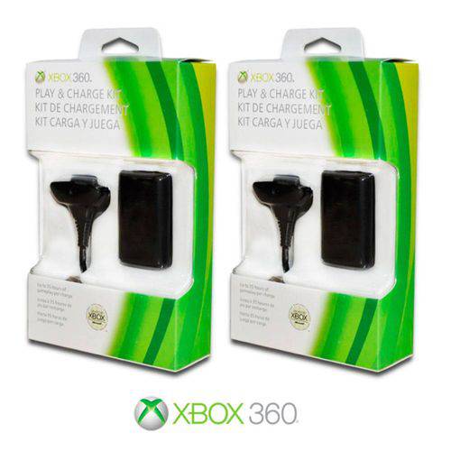 Kit 2 Baterias para Controle Xbox 360 com Cabo e Carregador