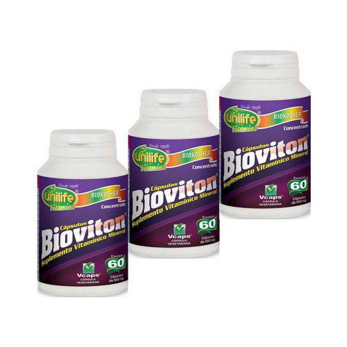 Kit 3 Bioviton Suplemento de Vitaminas e Minerais Unilife 60 Caps