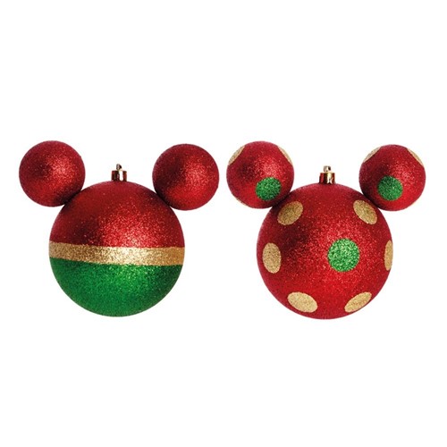 Kit Bola de Natal Disney P/Pendurar Árvore Natal 10Cm 2Pçs - Tricae