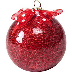 Kit Bola Lisa Vermelha com Lacinhos em Poá, 7cm, 8 Peças - Christmas Traditions