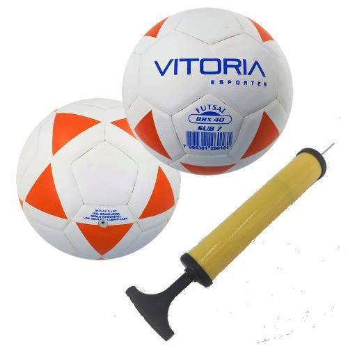 Kit 2 Bolas Futsal Vitoria Brx 40 Sub 7 (3 a 6 Anos) + Bomba Ar