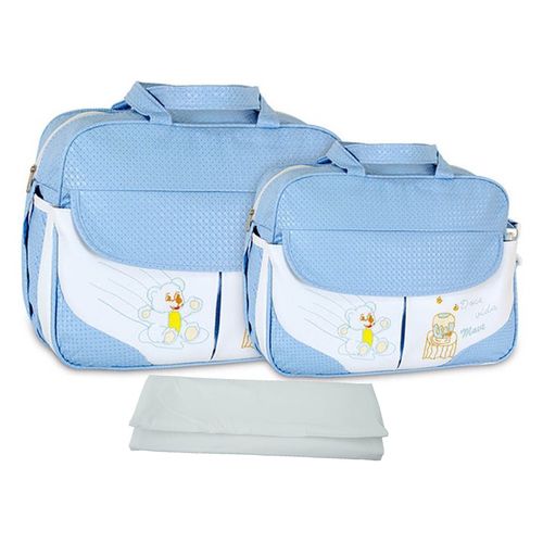 Kit Bolsa Bebê Maternidade Azul Claro Trocador B30W02