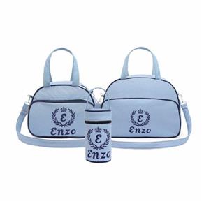 Kit Bolsa Maternidade Realeza Azul Bebê Personalizada - 3 Peças