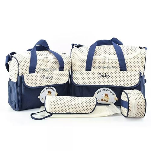 Kit Bolsa Saída Maternidade Bebê Menino Azul Super Luxo 5 Peças