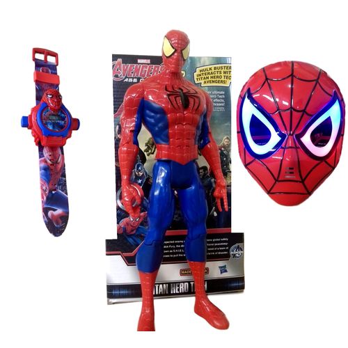 Kit Boneco Homem Aranha Infantil Relógio Projetor Máscara