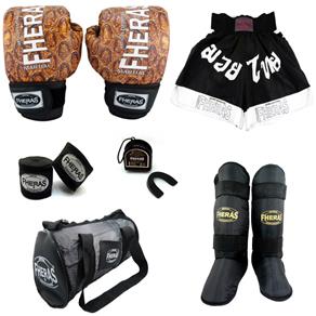Kit Boxe Muay Thai Fheras Top - Luva-Bandagem -Bucal- Caneleira - Bolsa - Shorts - Cobra 2 - 10