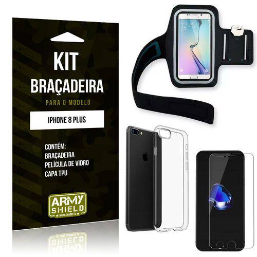 Tudo sobre 'Kit Braçadeira Apple IPhone 8 Plus Braçadeira + Capa + Película de Vidro - Armyshield'