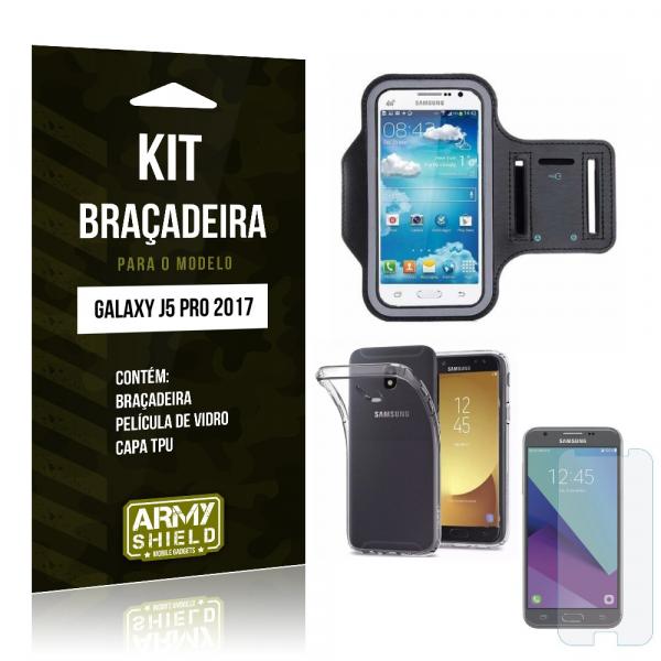 Tudo sobre 'Kit Braçadeira Samsung Galaxy J5 Pro (2017) Película de Vidro + Braçadeira + TPU - Armyshield'