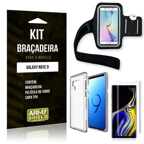 Kit Braçadeira Samsung Galaxy Note 9 Braçadeira + Capa + Película de Vidro - Armyshield