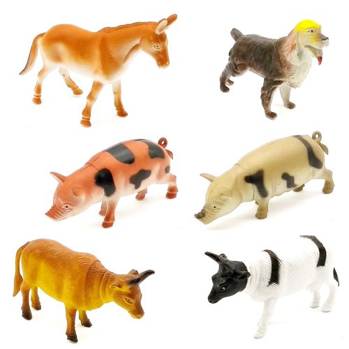 Tudo sobre 'Kit C/ 6 Miniaturas Coleção Animais da Fazenda em Borracha'