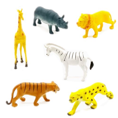 Tudo sobre 'Kit C/ 6 Miniaturas Coleção Animais Selvagens Safari em Borracha'