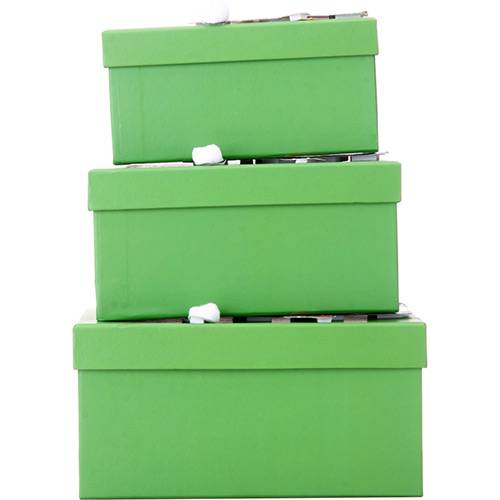 Kit C/ 3 Caixas Presente Retangular - Verde - Importado