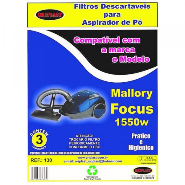 Kit C/3 Sacos Descartáveis Aspirador Mallory Focus 1550w - Oriplast