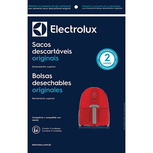 Kit C/ 3 Sacos Descartáveis Nano CS3NP - Electrolux