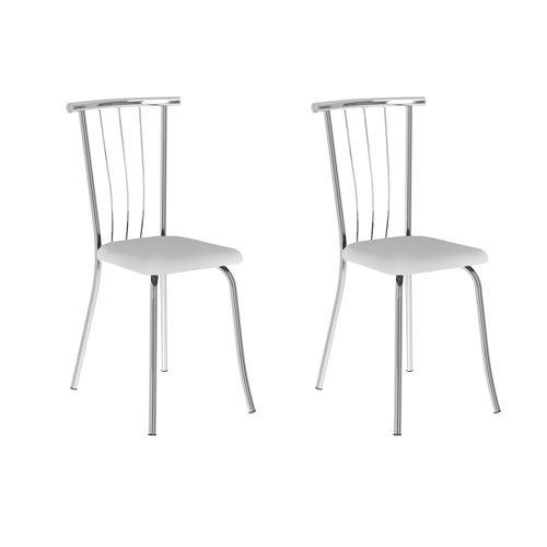 Kit 2 Cadeiras 154 Branco/Cromado - Carraro Móveis