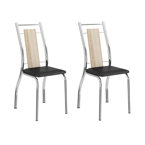 Kit 2 Cadeiras 1720 Anis/Preto Cromado - Carraro Móveis
