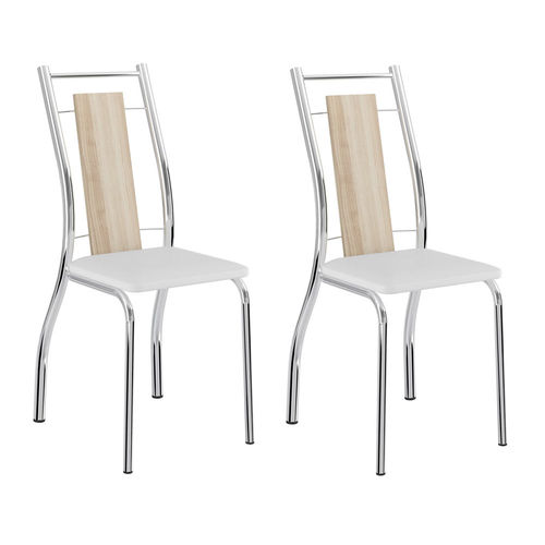 Kit 2 Cadeiras 1720 Branco/Cromado - Carraro Móveis