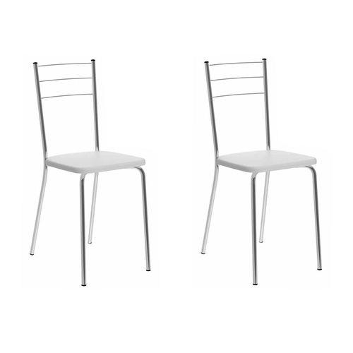 Kit 2 Cadeiras 1703 Branco/Cromado - Carraro Móveis