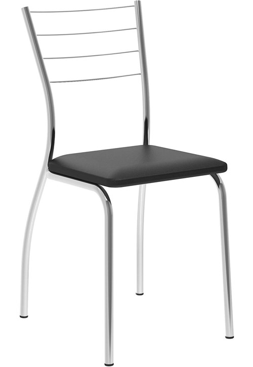 Kit 2 Cadeiras 1700 Napa Cromado Móveis Carraro Preto