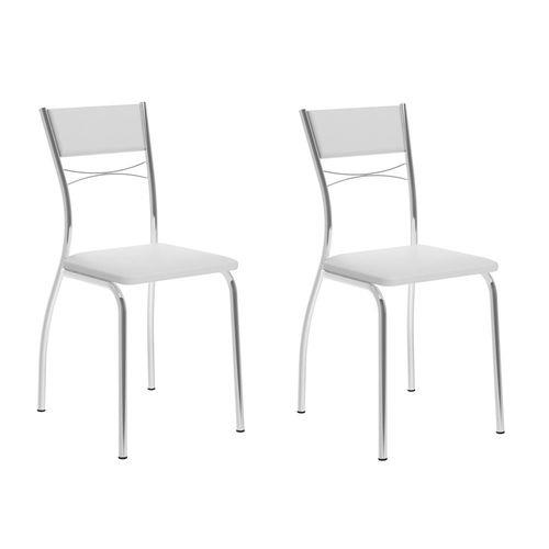 Kit 2 Cadeiras 1701 Branco/Cromado - Carraro Móveis