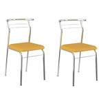 Kit 2 Cadeiras 1708 Amarelo Ouro/Cromado - Carraro Móveis