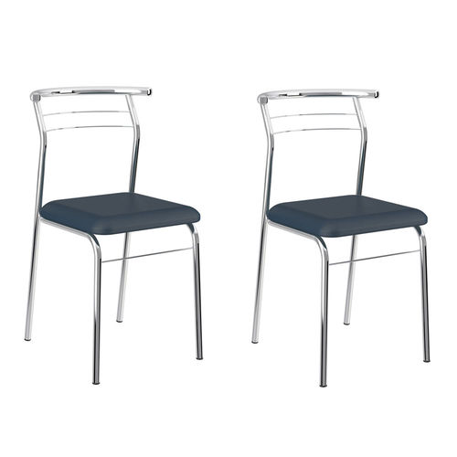 Kit 2 Cadeiras 1708 Azul Noturno/Cromado - Carraro Móveis