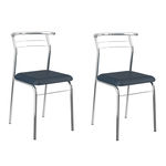 Kit 2 Cadeiras 1708 Azul Noturno/Cromado - Carraro Móveis