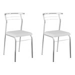 Kit 2 Cadeiras 1708 Branco/Cromado - Carraro Móveis