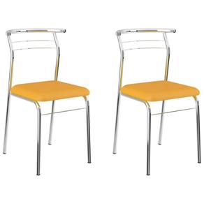 Kit 2 Cadeiras 1708 Cromado/Amarelo - Carraro