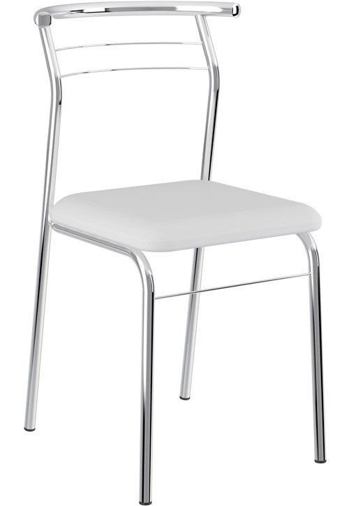 Kit 2 Cadeiras 1708 Napa Cromado Móveis Carraro Branco