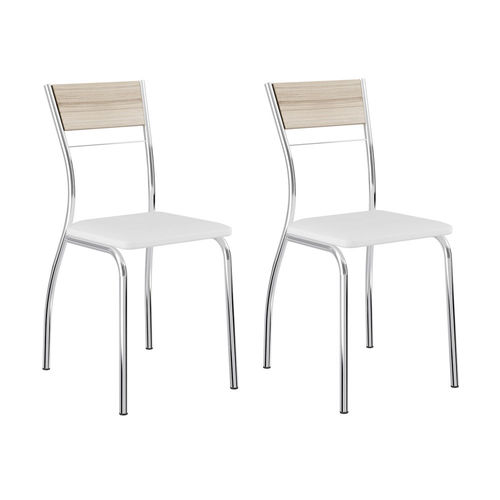 Kit 2 Cadeiras 1721 Branco/Cromado - Carraro Móveis