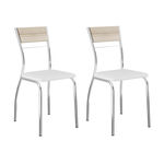 Kit 2 Cadeiras 1721 Branco/Cromado - Carraro Móveis