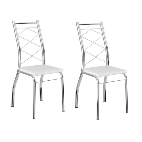 Kit 2 Cadeiras 1710 Branco/Cromado - Carraro Móveis