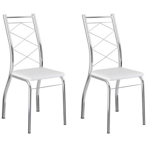Kit 2 Cadeiras 1710 Cromado/branco - Carraro