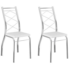 Kit 2 Cadeiras 1710 Cromado/Branco - Carraro