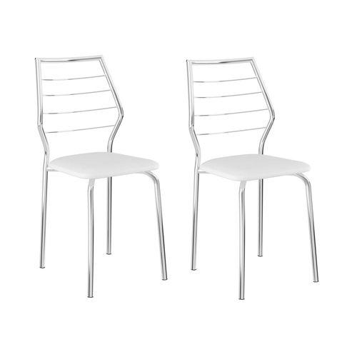 Kit 2 Cadeiras 1716 Branco/Cromado - Carraro Móveis