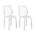 Kit 2 Cadeiras 1716 Branco/Cromado - Carraro Móveis