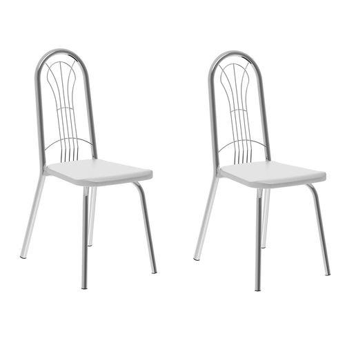 Kit 2 Cadeiras 182 Branco/Cromado - Carraro Móveis