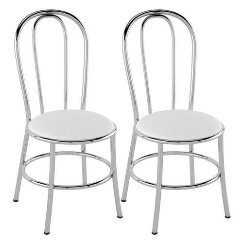 Tamanhos, Medidas e Dimensões do produto Kit 2 Cadeiras de Cozinha Tubular Pc01 - Branco/cromado