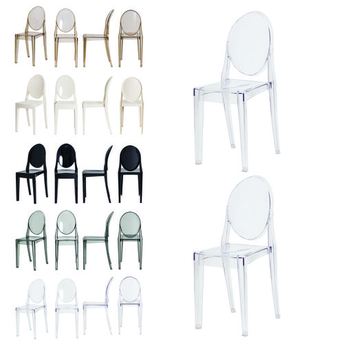 Kit 2 Cadeiras de Jantar Sofia Victoria Ghost Sem Braço Transparente