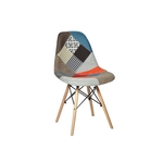 Kit 3 Cadeiras Eames Com Patchwork Base Madeira Sem Braço Patchwork