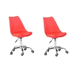 Kit 2 Cadeiras Eames Office Em Polipropileno Base Metal Sem Braço Vermelho