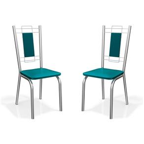 Kit - Cadeiras Florença Cromada Veludo Kappesberg - Azul