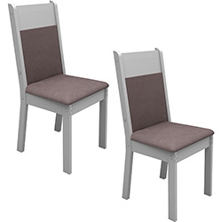 Kit 2 Cadeiras Isis/Pietra Branco/Suede Urano - Madesa