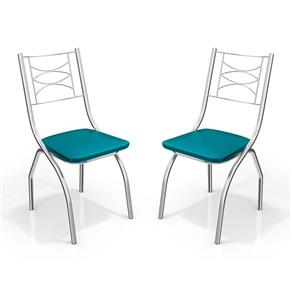Kit - Cadeiras Itália Cromada Veludo Kappesberg - Azul